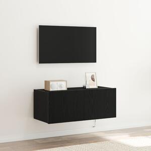 LED világítással ellátott TV faliszekrény Fekete tölgy 80x35x31 cm
