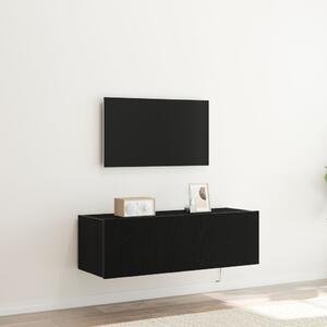 VidaXL TV Falióra LED világítással Fekete Tölgy 100x35x31 cm