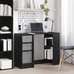 Asztal fiókkal polcokkal Fekete tölgy 100 x 40 x 75 cm Faanyag