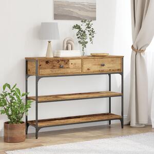 VidaXL Konzol Asztal Régi Fa 100x25x75 cm Mérnöki Fa és Acél