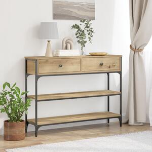 VidaXL Konsole asztal Művészi tölgy 100x25x75 cm Szerelt fa & acél