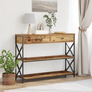 VidaXL Tábla Régi Fa 100x28x75 cm Műanyag Fa és Acél