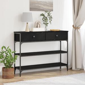 VidaXL Fiókos Asztal Fekete Tölgy 100x25x75 cm Műanyag Fa és Acél