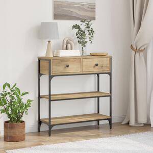 VidaXL Konsole Asztal Artisan tölgy 72,5x25x75 cm Mérnöki Fa & Acél