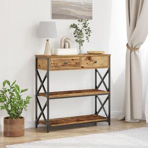 VidaXL Konferenciaasztal Régi Fa 75x28x75 cm Műgyanta és Acél