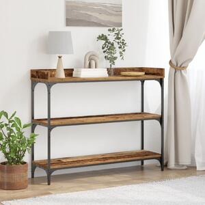 VidaXL Konzol Asztal Régi Fa 100x30x80 cm Üvegszálas Fa és Acél