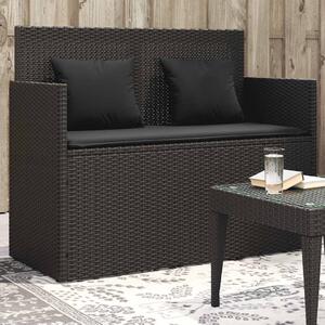 VidaXL fekete polyrattan kerti pad párnával