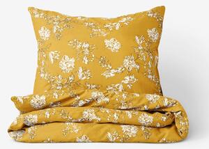 Goldea luxus pamutszatén ágyneműhuzat - cikkszám 1006 - liliom virágmintás mustár színű alapon 140 x 220 és 70 x 90 cm