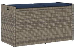 VidaXL szürke polyrattan kültéri tárolópad párnával 100 cm