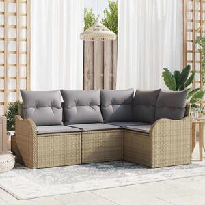 VidaXL Kerti Kanapé Szett 4 pcs Bézs polirattan