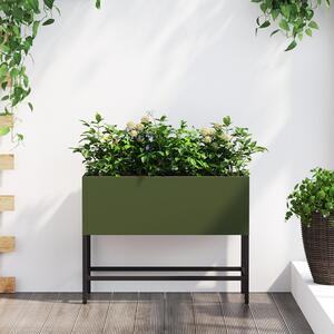 VidaXL Emelt Kerti Ágyás 60x26x45 cm Olívazöld Acél