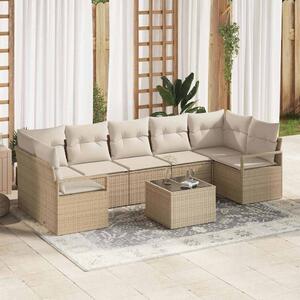Kanapé Szett 8 pcs Beige és krém polirattan