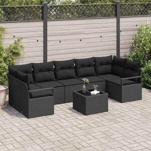 Kanapé Szett 8 pcs Fekete polirattan