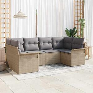 Kerti Kanapé Szett tárolóval 6 pcs Bézs Poli rattan