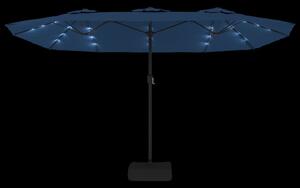 VidaXL azúrkék dupla tetős LED-es napernyő 449x245 cm