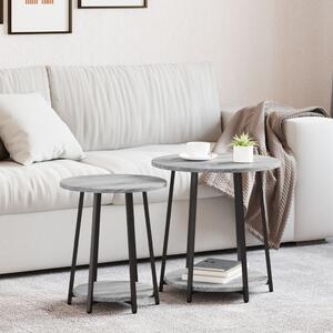 Kisasztal készlet polcokkal 2 pcs Szürke Sonoma és Fekete
