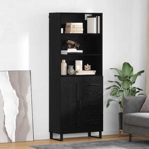 Magasfiú fiókkal 2 pcs Fekete tölgy Faanyag