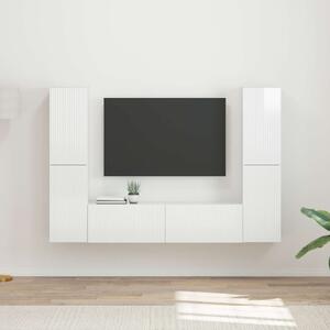 TV szekrény garnitúra 6 pcs Magas Fényű Fehér Faanyag