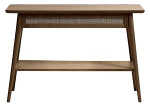 Barna konzolasztal tölgyfa dekoros asztallappal 40x110 cm Barrali – Unique Furniture