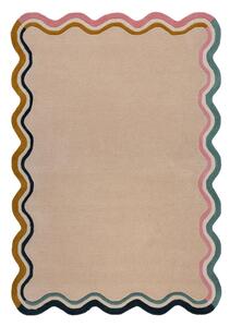 Krémszínű kézi szövésű gyapjú szőnyeg 120x170 cm Leo Scallop – Flair Rugs