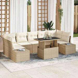 Kanapé Szett párnával 8 pcs Beige és krém polirattan