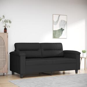 Kétszemélyes fekete mikroszálas szövetkanapé 140 cm