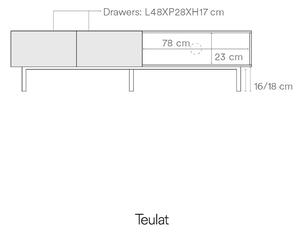 Fehér-natúr színű TV-állvány tölgyfa dekorral 180x45 cm Arista – Teulat