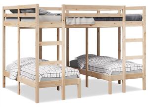 VidaXL tömör fenyőfa tripla emeletes ágykeret 140x200/70x140 cm