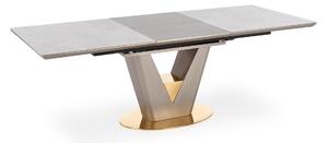 Asztal Houston 1625, Szürke, Szürke márvány, Arany, 76x90x160cm, Hosszabbíthatóság, Közepes sűrűségű farostlemez, Kerámia, Fém