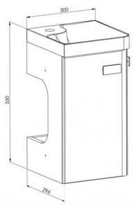 Mirano Corner fürdőszobai sarokszekrény + mosdókagyló + szifon - 30 cm (fehér)