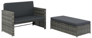 VidaXL 2-részes szürke polyrattan kerti bútorszett párnákkal