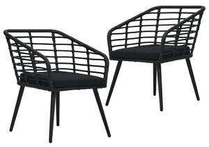 VidaXL 2 db fekete polyrattan kerti szék párnával