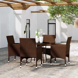 VidaXL 5 részes barna polyrattan kerti étkezőgarnitúra