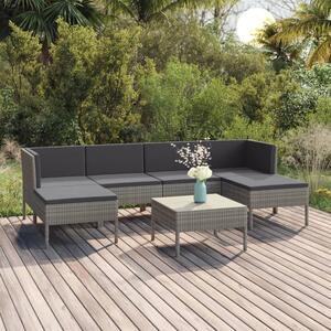 VidaXL 7 részes szürke polyrattan kerti ülőgarnitúra párnákkal