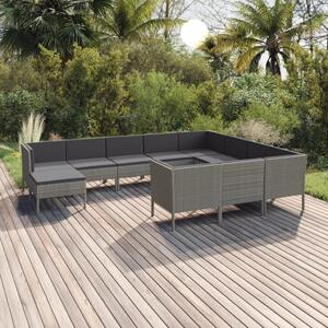 VidaXL 11 részes szürke polyrattan kerti ülőgarnitúra párnákkal