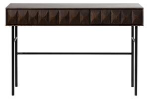 Sötétbarna konzolasztal tölgyfa dekoros asztallappal 39x117 cm Latina – Unique Furniture