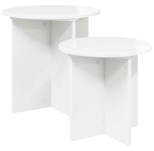 Kisasztal készlet tárolóval 2 pcs Magasfényű Fehér Mérnöki fa