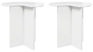 Oldal asztal 2 pcs Magasfényű Fehér Ø 39 x 38 cm Szerelt Fa