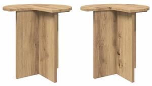 Oldal asztal 2 pcs Kézműves Tölgy Ø 39 x 38 cm Szerelt Fa