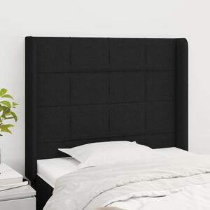 Fekete szövet fejtámla szárnyakkal 83x16x118/128 cm