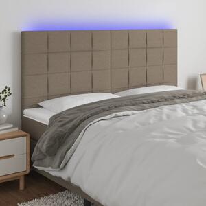 Tópszínű szövet LED-es fejtámla 160x5x118/128 cm
