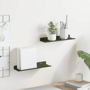 Lebegő polc 2 pcs Olajzöld 30 x 9 x 2,5 cm Acél