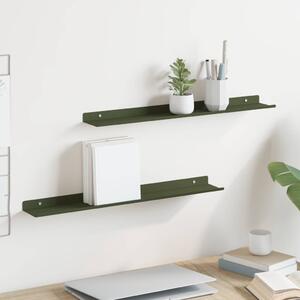 Lebegő polc 2 pcs Olajzöld 60 x 8,5 x 2,5 cm Acél