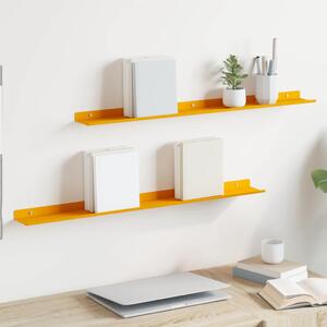 Lebegő polc 2 pcs Mustár sárga 80 x 9 x 2,5 cm Acél
