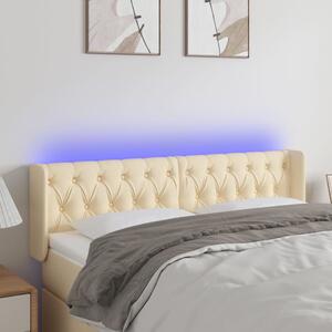 Krémszínű szövet LED-es fejtámla 147 x 16 x 78/88 cm