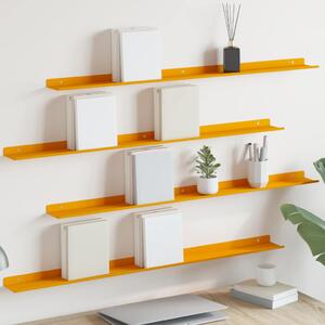 Lebegő polc 4 pcs Mustár sárga 100 x 9 x 2,5 cm Acél