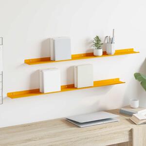 Lebegő polc 2 pcs Mustár sárga 100 x 9 x 2,5 cm Acél