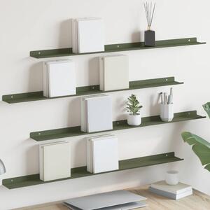 Lebegő polc 4 pcs Olajzöld 100 x 9 x 2,5 cm Acél