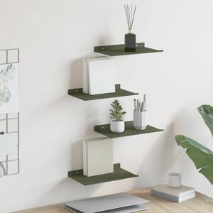 Lebegő polc 4 pcs Olajzöld 30 x 18 x 2,5 cm Acél