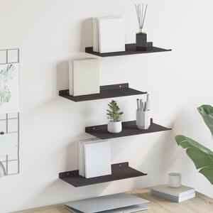Lebegő polc Falra szerelhető 4 pcs Fekete 40 x 18 x 2,5 cm Acél